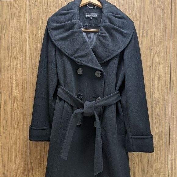Ellen Tracy double breasted pea coat, shawl collar, accent stitching Size 10 - Picture 2 of 4